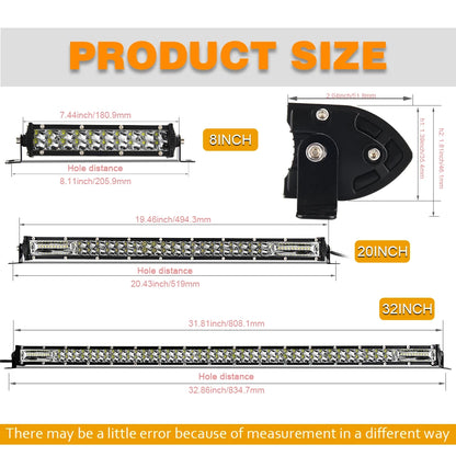 For ATV Co Super Slim 12D Bar Spot Flood 60W 180W