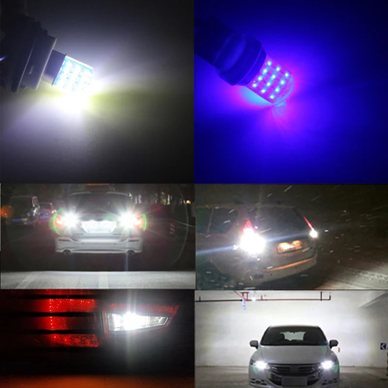 2PCS Strobe Flash RGB T20 7443 W21 5W 1157