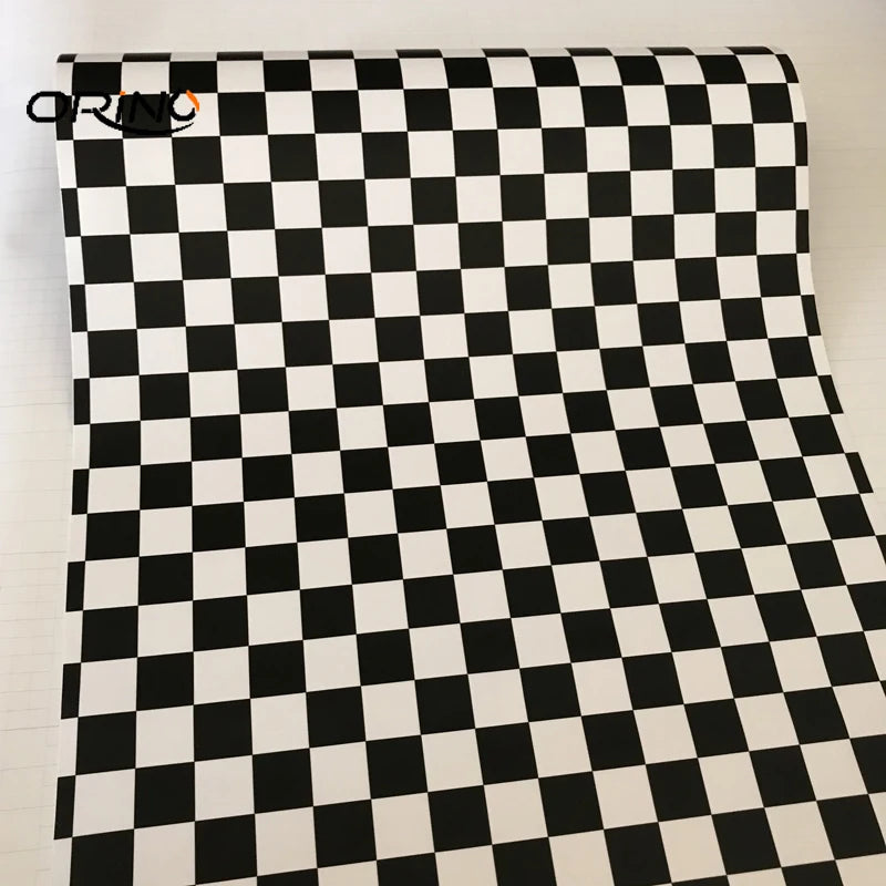 Black White Checkered Flag Vinyl Wrapping Film Roll Self
