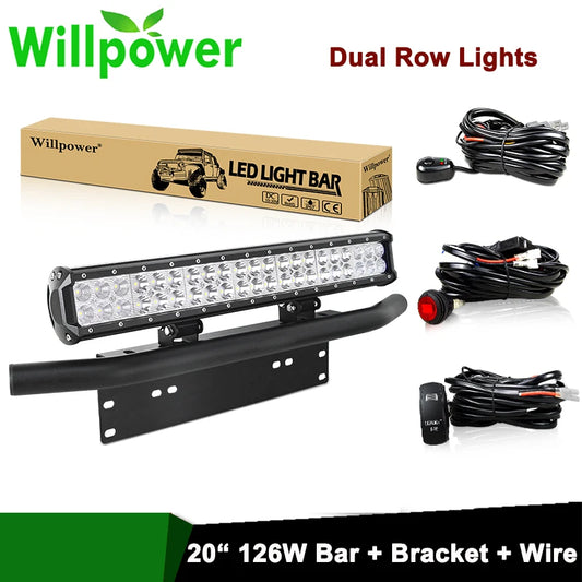 Inch 126W Bar License Plate Mount Bracket Bull IP67