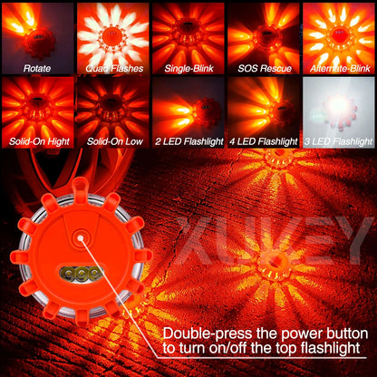 Mode Safety Road Flare Flashing Warning Magnetic Base Disc