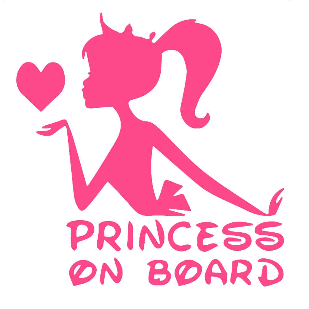 Princess On Board Sticker Baby Kids Girl Pink Funny