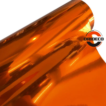 152CM Stretchable Orange Chrome Air Bubble Mirror Vinyl Wrap