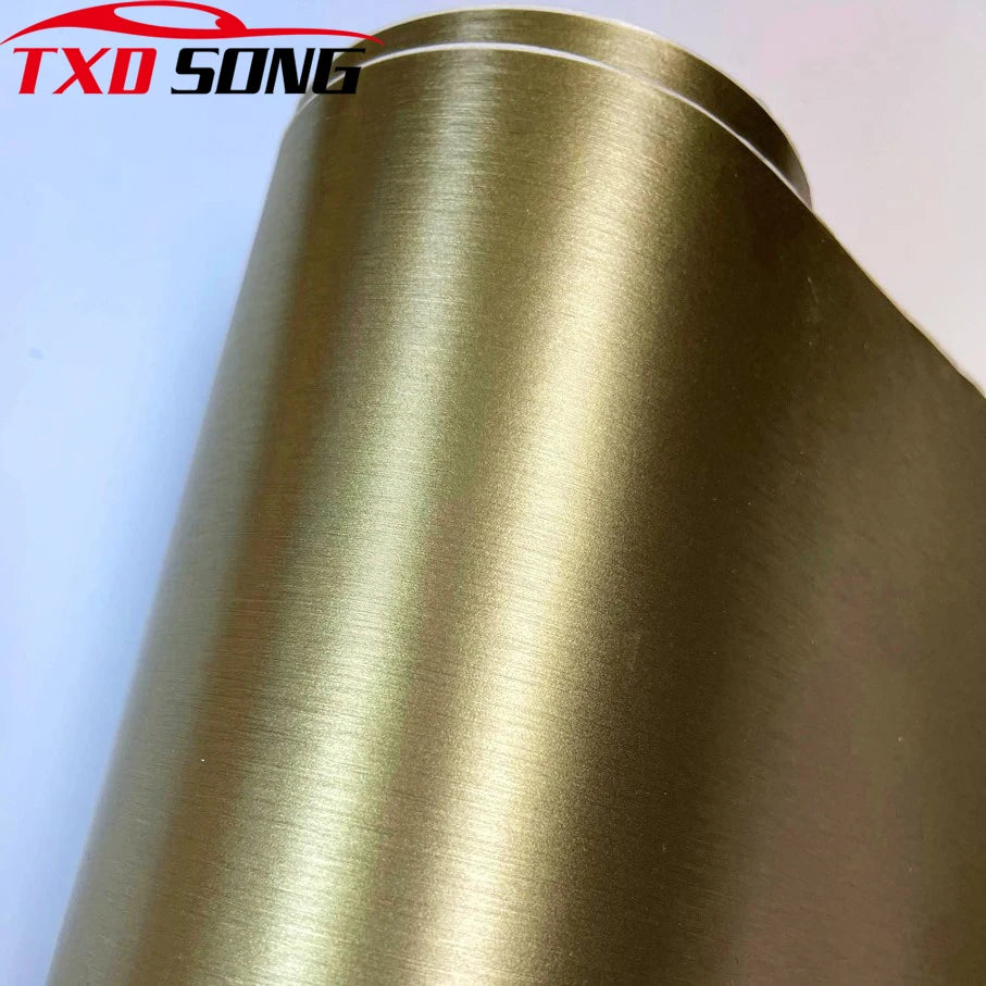 50cmx300cm Champagne Gold Aluminum Metallic Brushed Vinyl Wrap