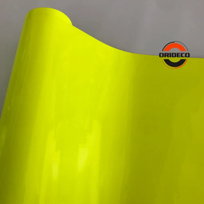 152CM Gloss Neon Fluorescent Yellow Vinyl Wrap Film Sheet