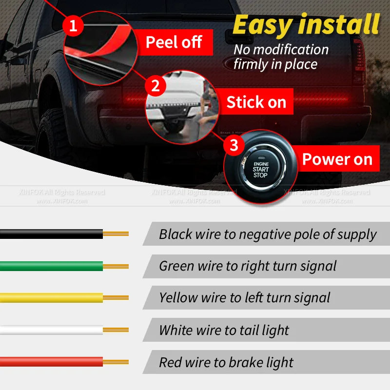 12V 24V Truck Tailgate Strip Bar Reverse Brake Turn