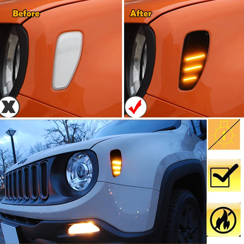 For Jeep Renegade Bu 2014 2015 2PCS 2021 Repeater Reflection