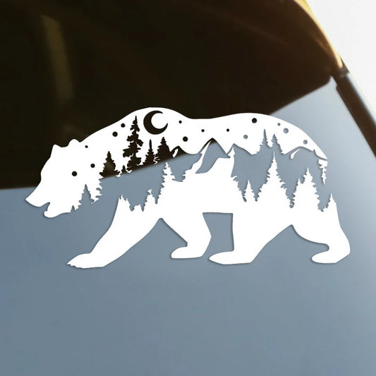 Bear Decal Night Mountain die-cut Vinyl Sticker Waterproof Decors