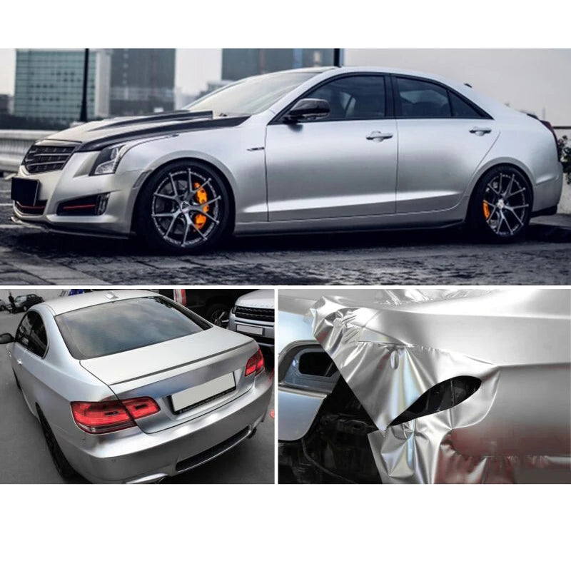 150CM Body Wrap Film Satin Matte Chrome Metallic Silver