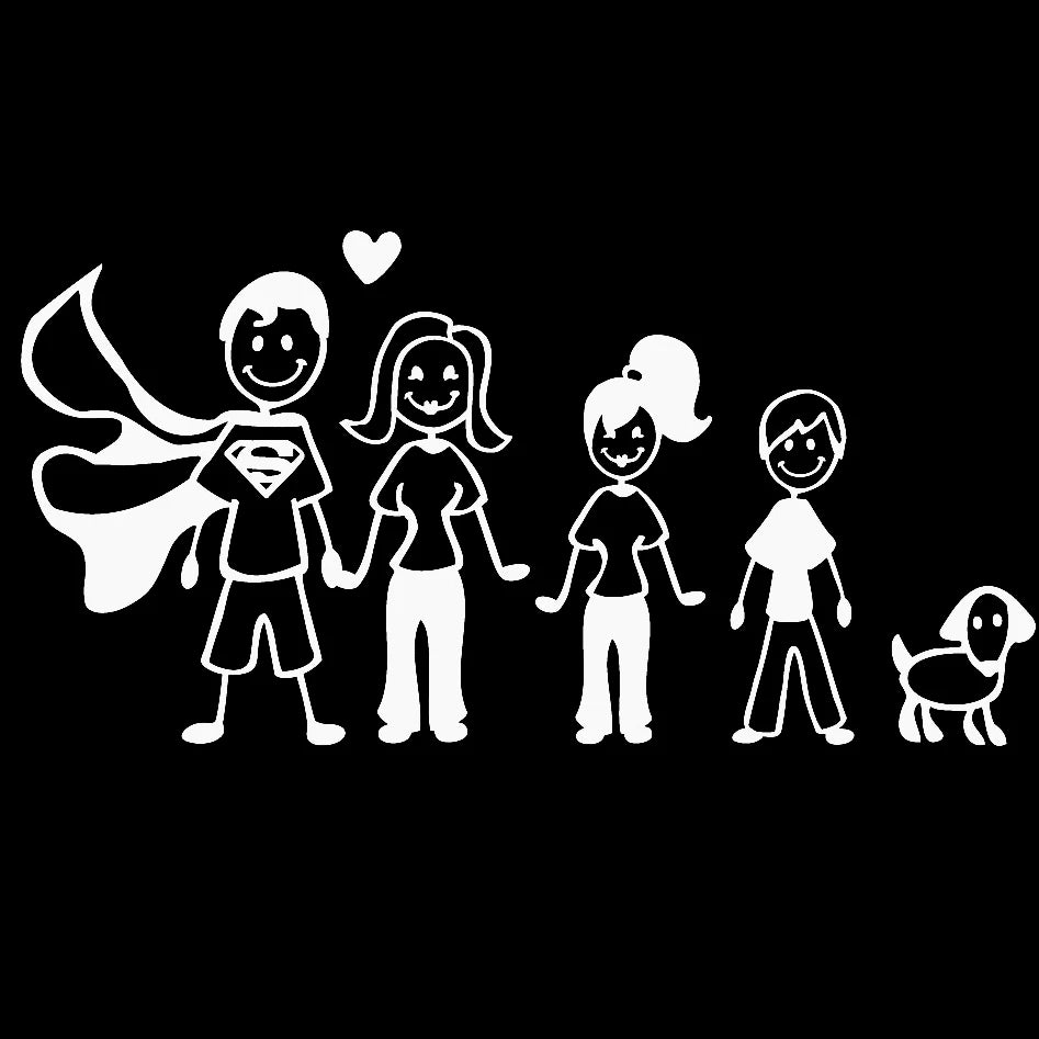 For Window Dool VW BMW Audi Funny Cartoons Happy Family Sticker