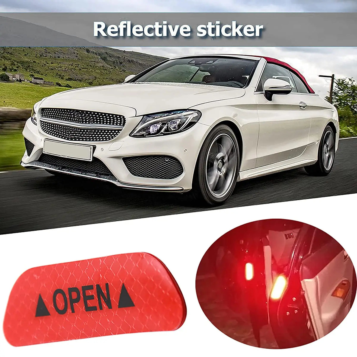 4PCS Stickers Reflective Warning Sticker Wheel Eyebrows Door