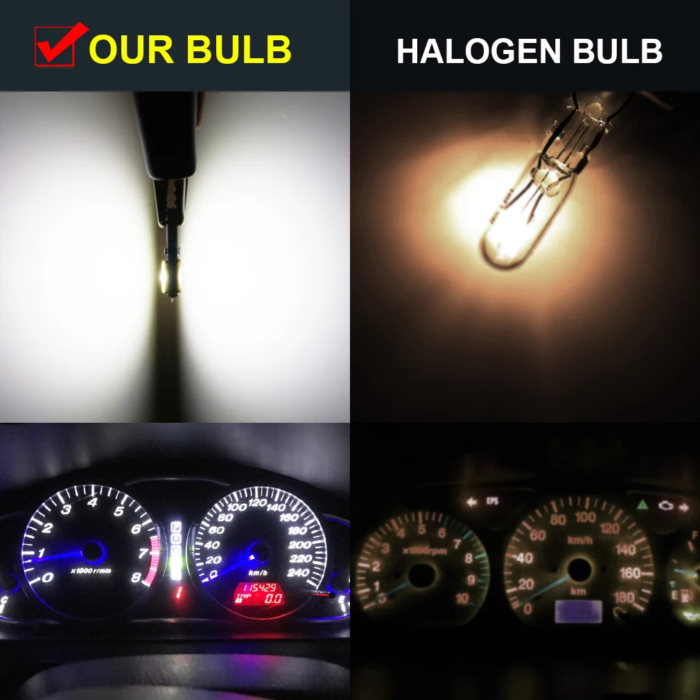 10PCS T5 W3W Bulbs 286 w1.2w Super Bright Wedge