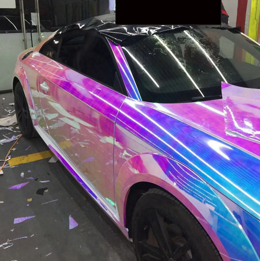 37CM 50CM Width Holographic Opal White Chrome Vinyl Sheet