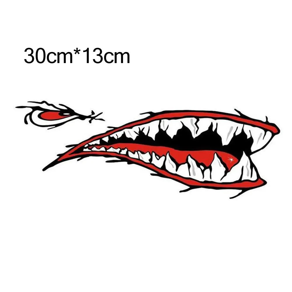Dsycar 1pair Shark Teeth Mouth Vinyl Sticker Decals Dinghy