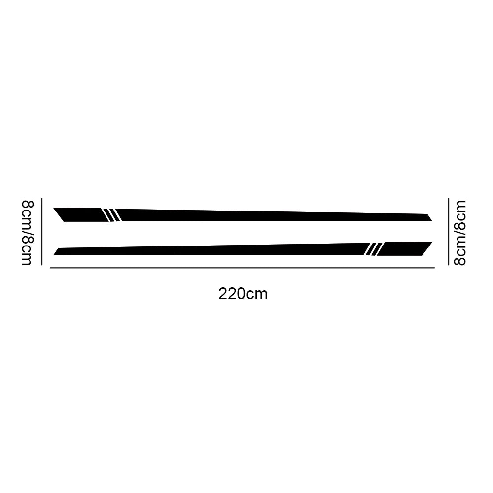 2PCS Lot 220x8cm Stripe Side Stripes Both Body Stickers