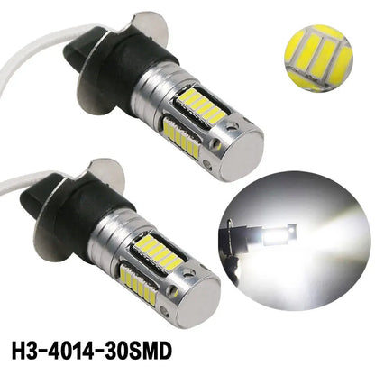 2PCS Power Drl Lamps 30SMD 4014 H3 Replacement Bulbs