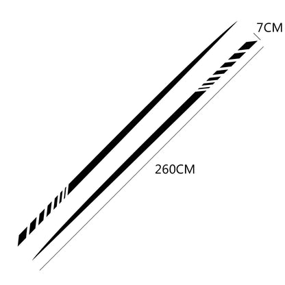 2PCS Long Stripe Waist Line Stickers Both Side Body
