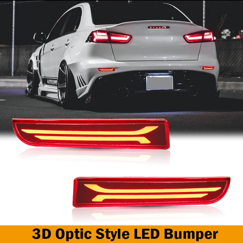 For Mitsubishi Lancer Evo X Outlander 2X Red Reflector Rear Back