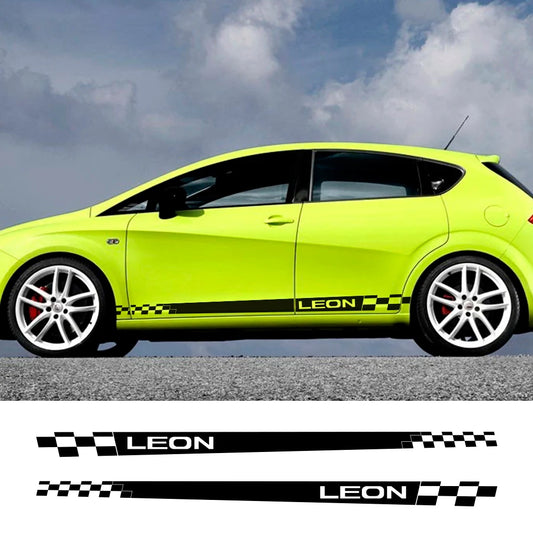 For SEAT Leon MK3 MK2 Racing 2PCS Door Side Skirt Vinyl Stickers