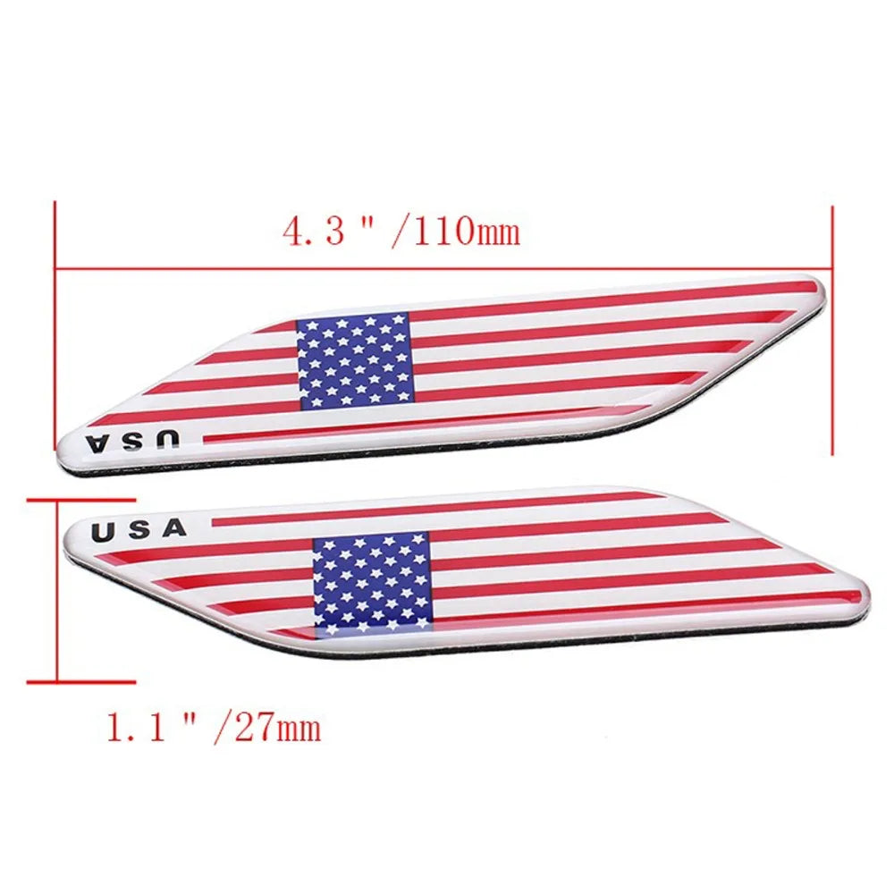 Dsycar 2PCS Set 3D Metal Us American Flag Emblem