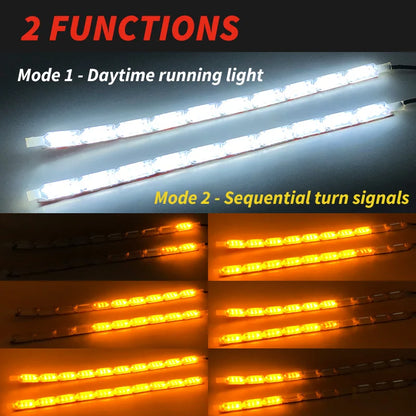 1pair Flowing Drl Daytime Running Sequential Flexible Strip Turn