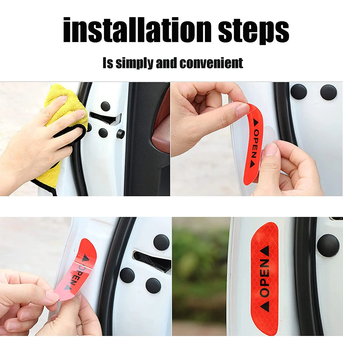 4PCS Stickers Reflective Warning Sticker Wheel Eyebrows Door