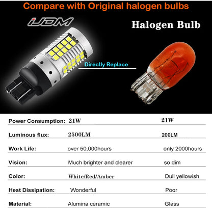 For Turn Signal Lights Red Yellow Jdm 7440 7443 No Hyper Flash