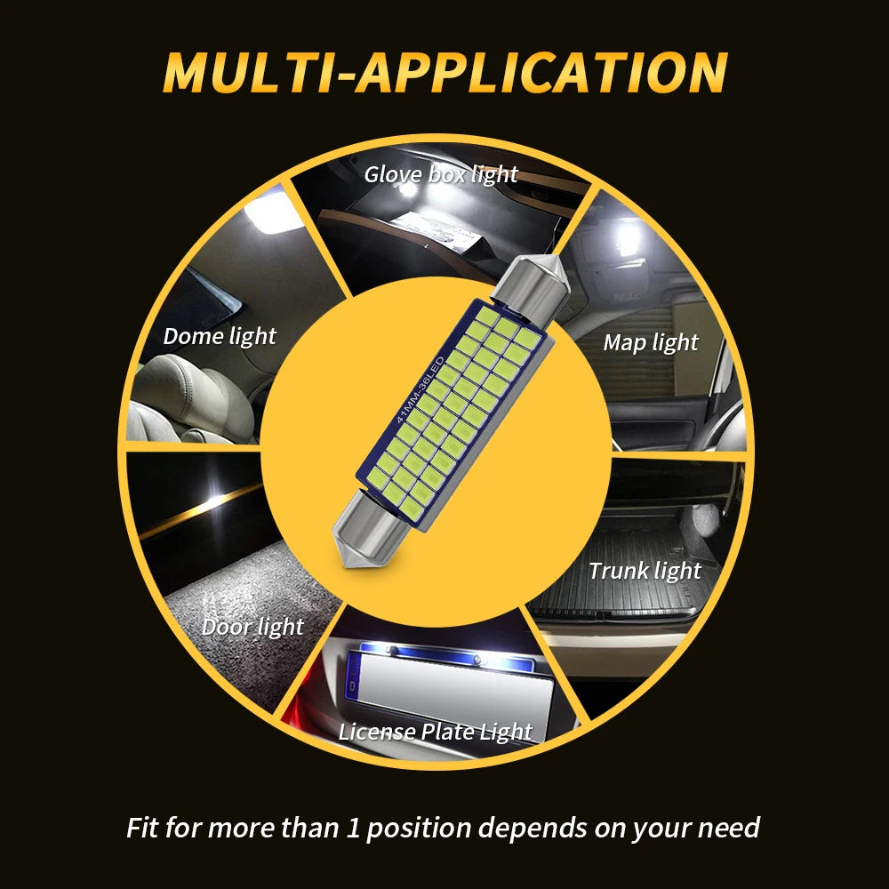 For Interior Lamps License Plate Lighting 2PCS Canbus Festoon