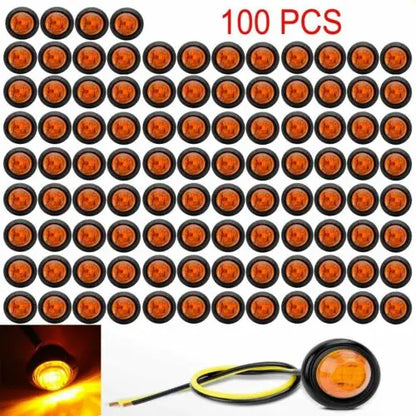 Pack 100 Inch MINI Round Amber 3LED Indicator Signal