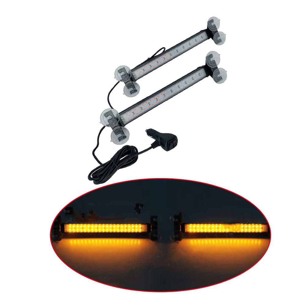 1PC 12v-24v 2x40led One Two Windshield Suction Cup Flashing