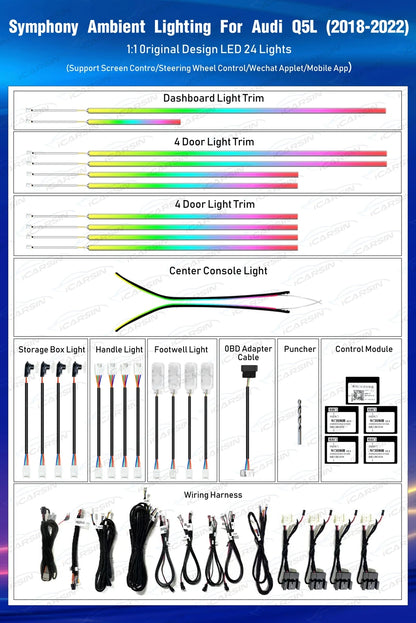For Audi Q5 2018 - 2023 Symphony Colorful Ambient Lighting Kit