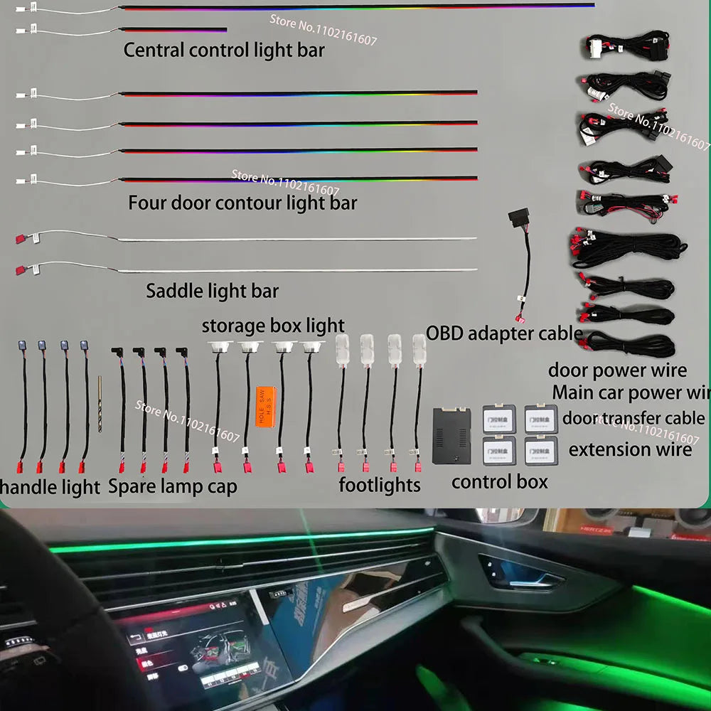 For Audi Q7 2015-2019 Q8 2019-2024 Colors Ambient Interior