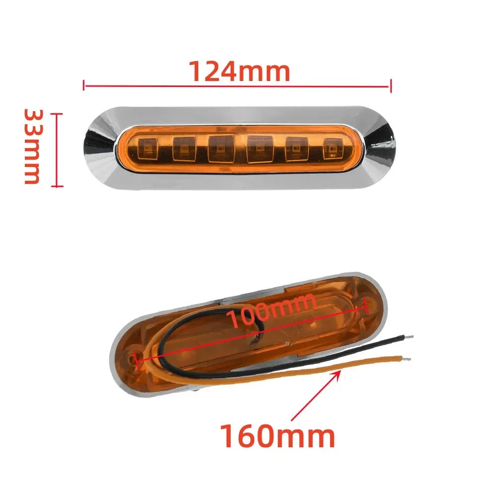 Atvov 2PCS 12V 24V Chrome Bezel Side Marker External