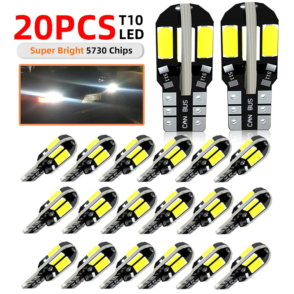 20PCS T10 5730 8SMD Canbus Bulbs W5W wy5w 168