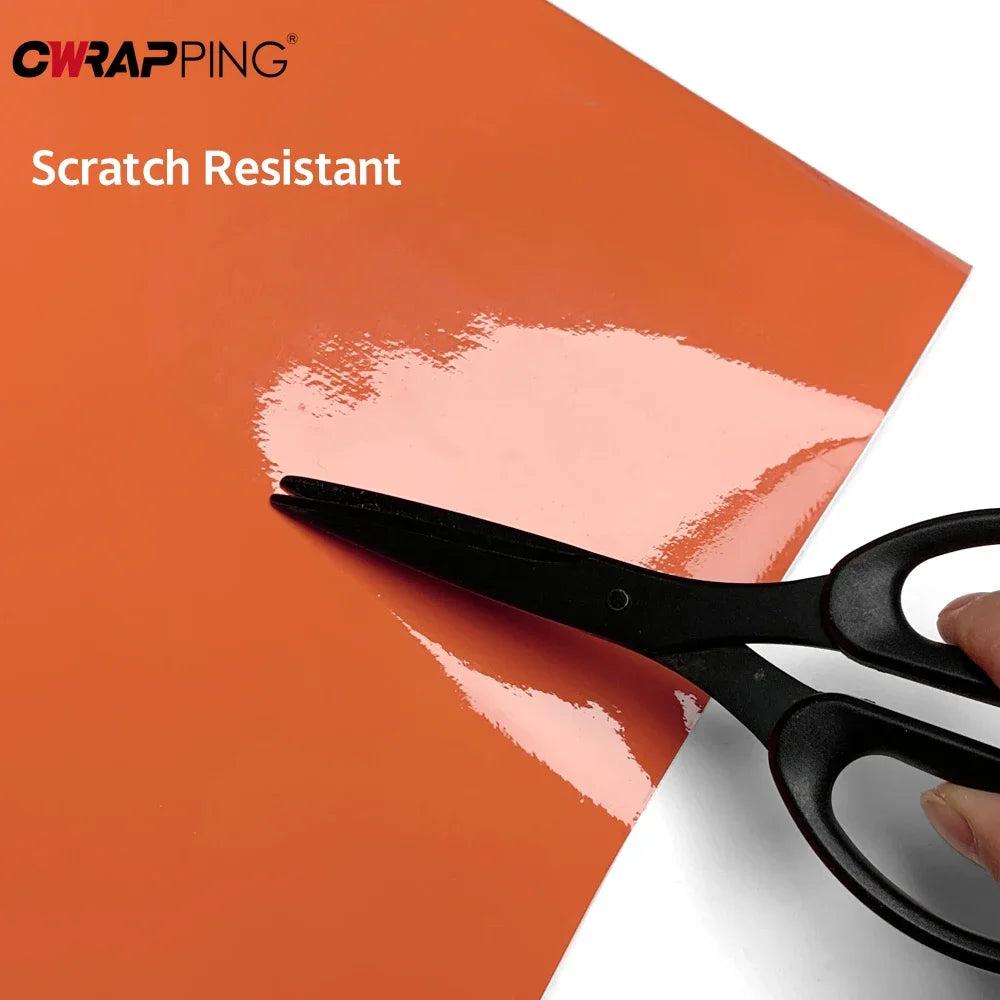 Glossy Orange Vinyl Self Adhesive Wrapping Film Bubble Air