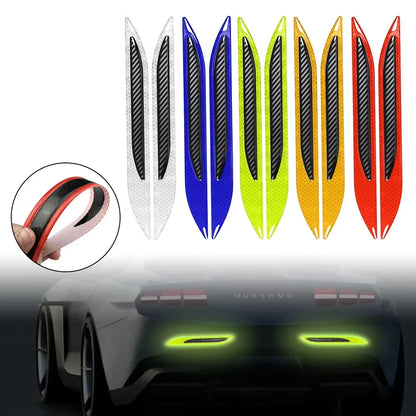 2PCS Carbon Fiber Sticker Bumper Protector Reflective Strips