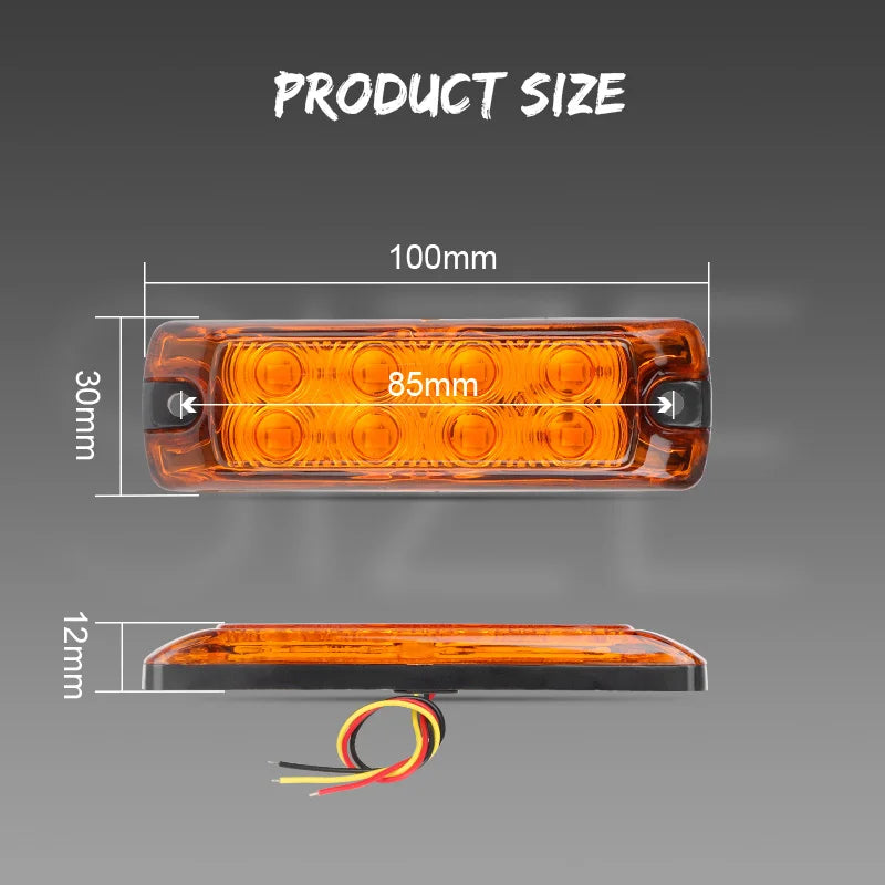 Inch Side Marker Red Yellow Turn Signal Flash Stop