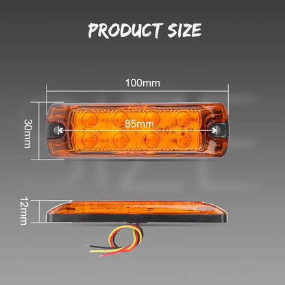 Inch Side Marker Red Yellow Turn Signal Flash Stop