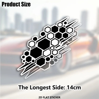 Hexagon Honeycomb Vinyl Decals 2PCS 5.5in Geometric Black Racing