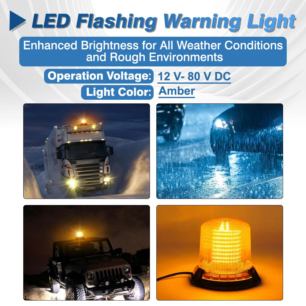 For 12-80 V Dc Or 12-48 Amber ABS Material Strobe V Dc Vehicles