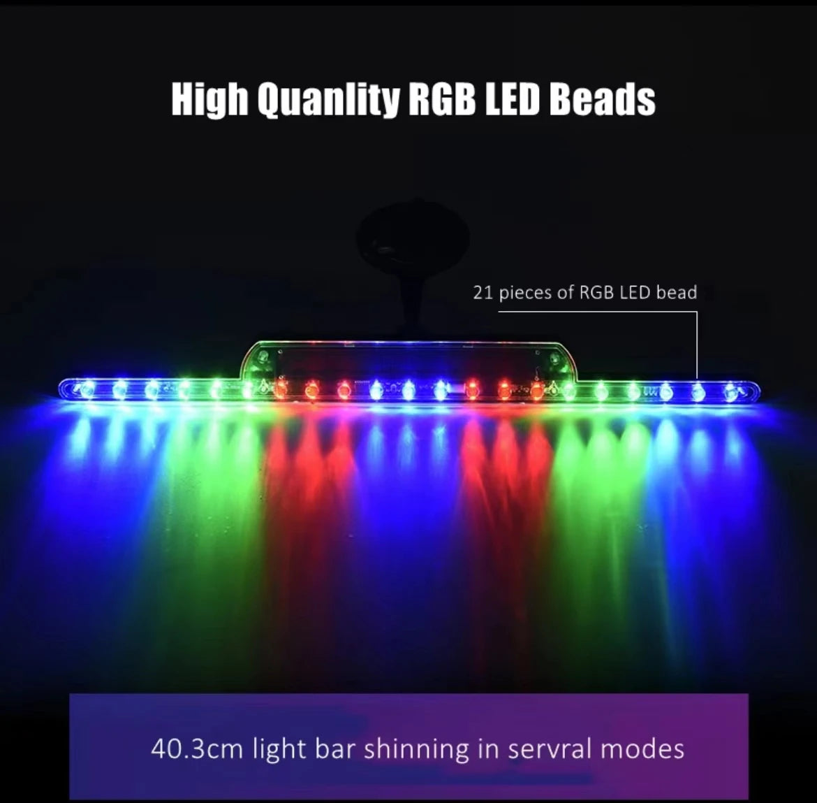Solar Charge Wireless RGB Bar Decor Anti rear-end Collision
