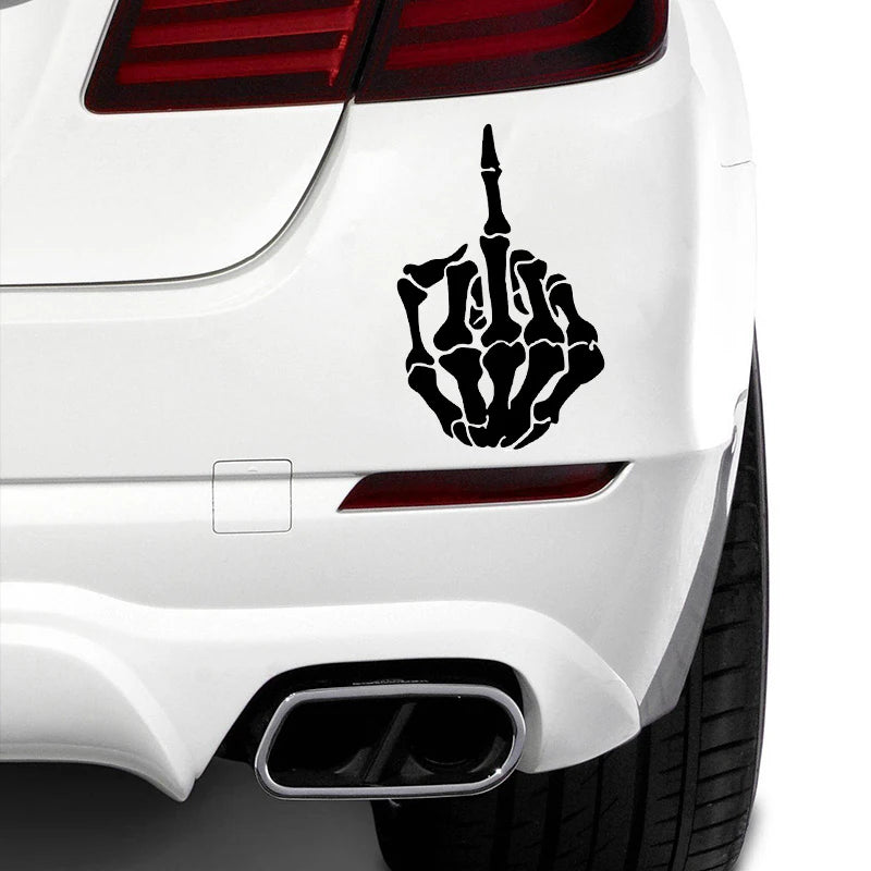 For Bumper Rear Window Skull Skeleton Bone Middle Finger