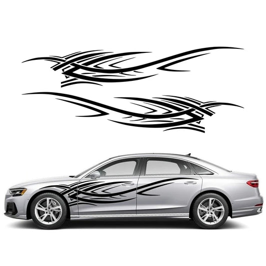 2PCS Flame Graphic Body Side Stickers Racing Sports Stripes