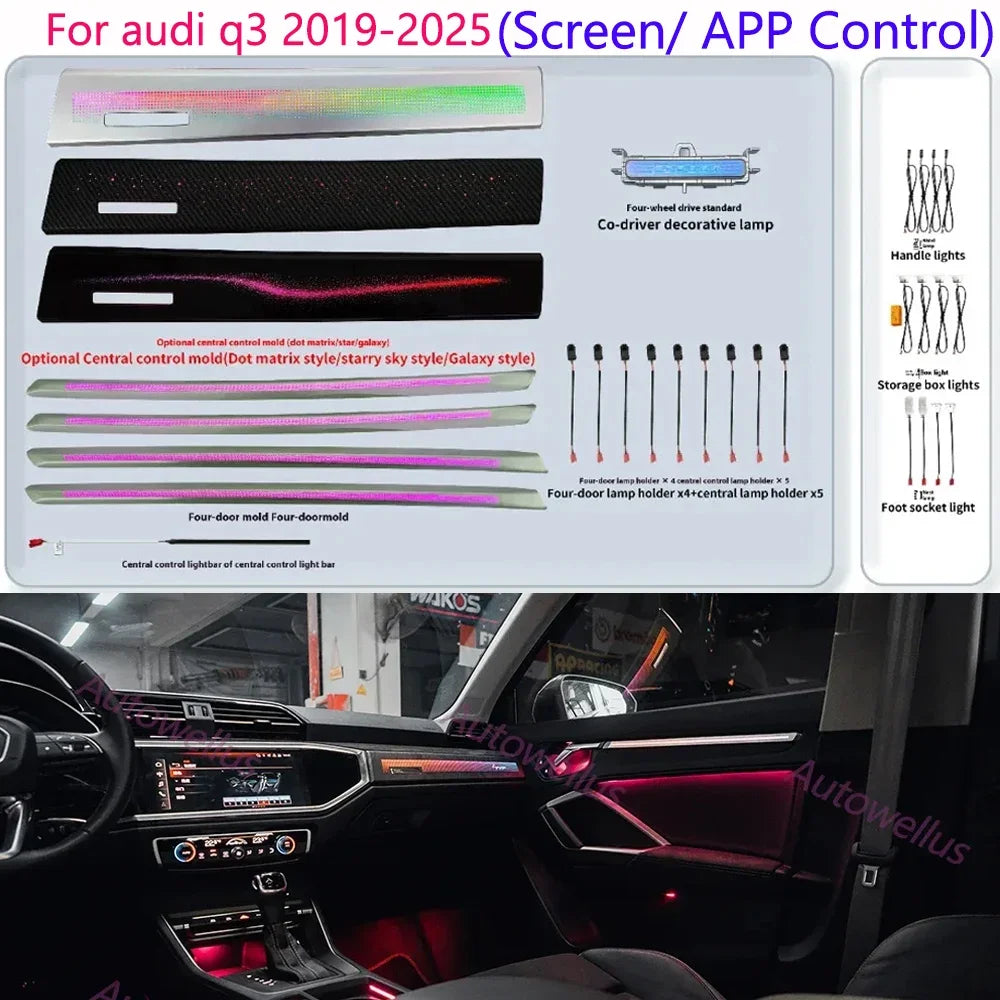 For Audi Q3 Q3L 2019-2025 LED Ambient Atmosphere Interior