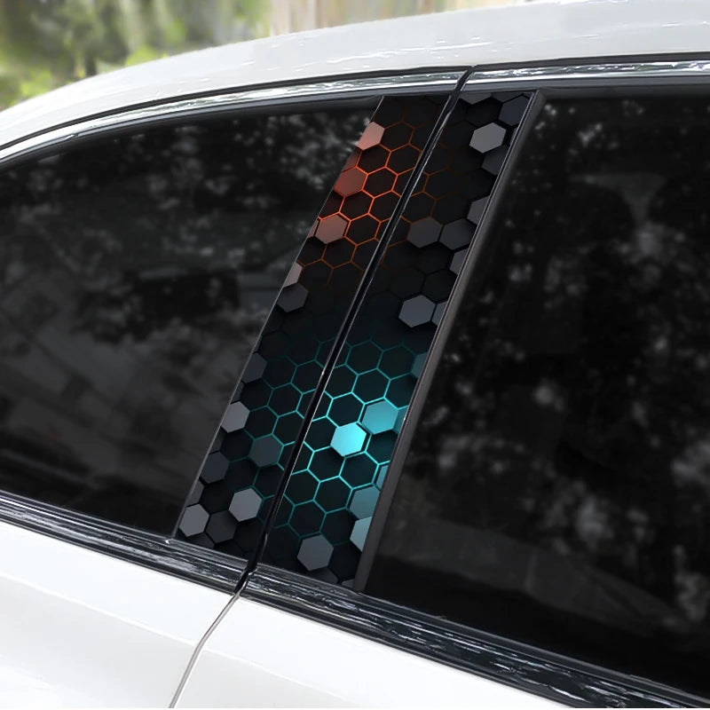 2PCS Honeycomb Image Decal b-pillar Sticker Vinyl Waterproof Door