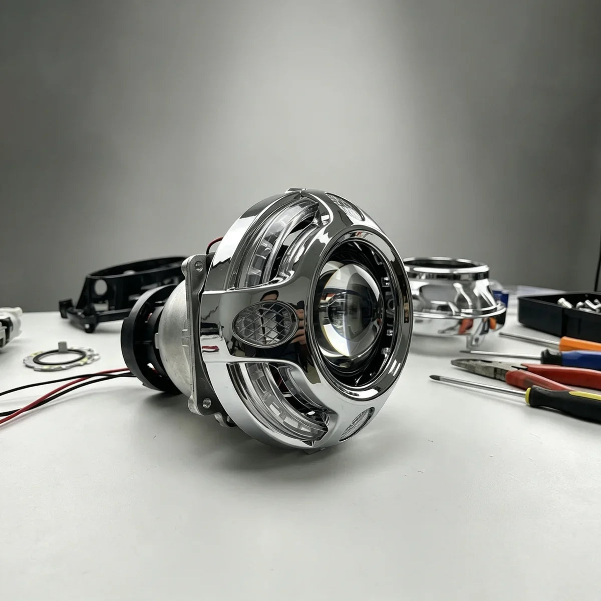 Inch Bi Projector Headlight Shroud Angel Eyes Dynamic RGB