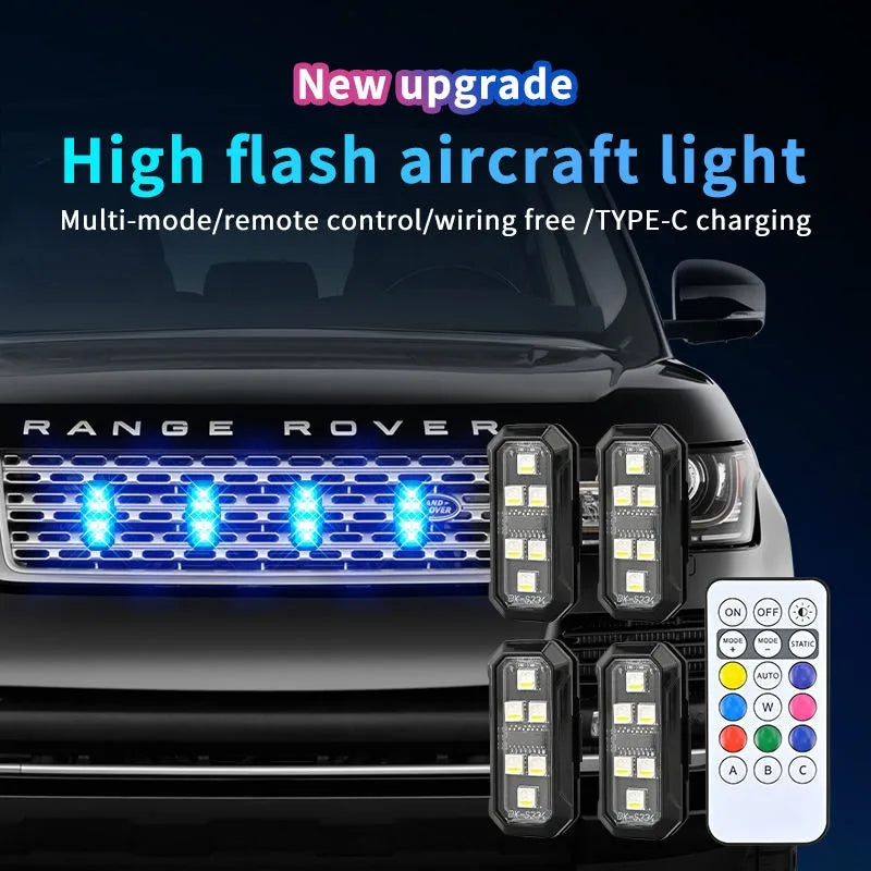 For Motorcycles RGB Color Truck Warning Night Pilot Searchlights