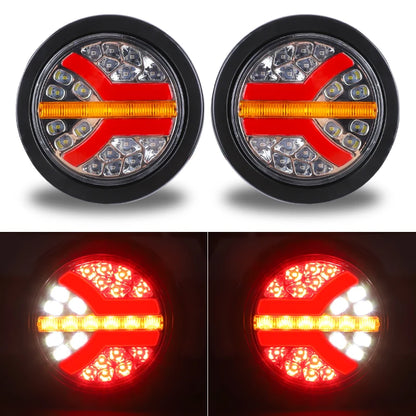 For Lada Inch Round Tail Amber Red Taillight 12V 24V Stop