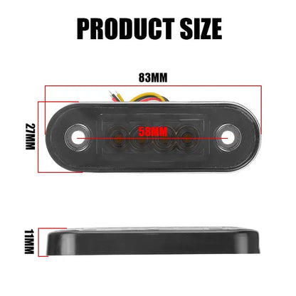 Marker Amber 4LED Side Waterproof Smoke 12v-24v Trailer Buses