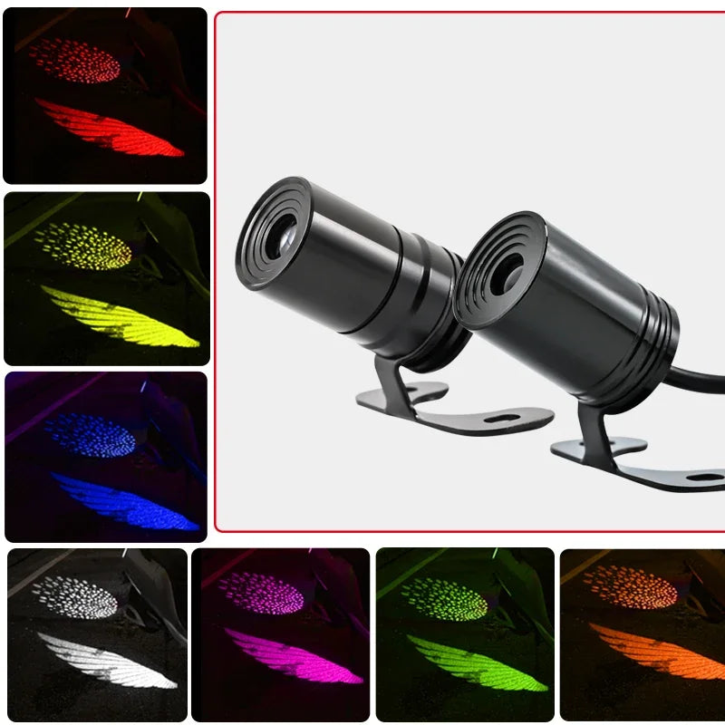 Electric Motorcycle Colorful Angel Wings Welcome Projection